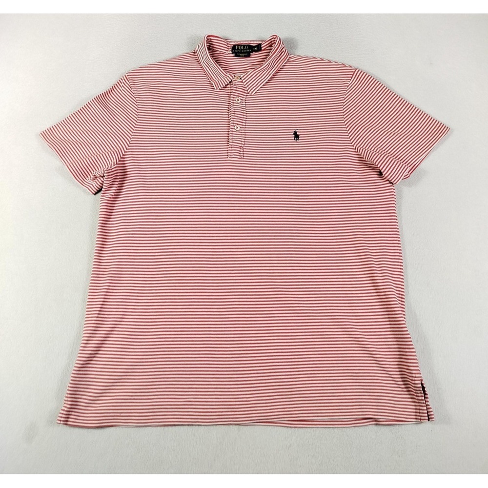 Polo Ralph Lauren‎ Shirt Mens 2XL Red Striped Featherweight Mesh Pony Cotton